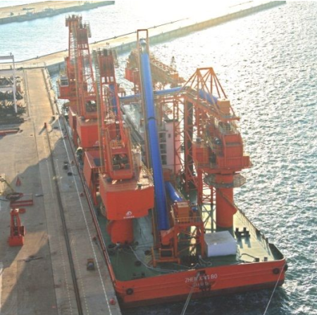 Morden 110m Ore cargo transfer barge.